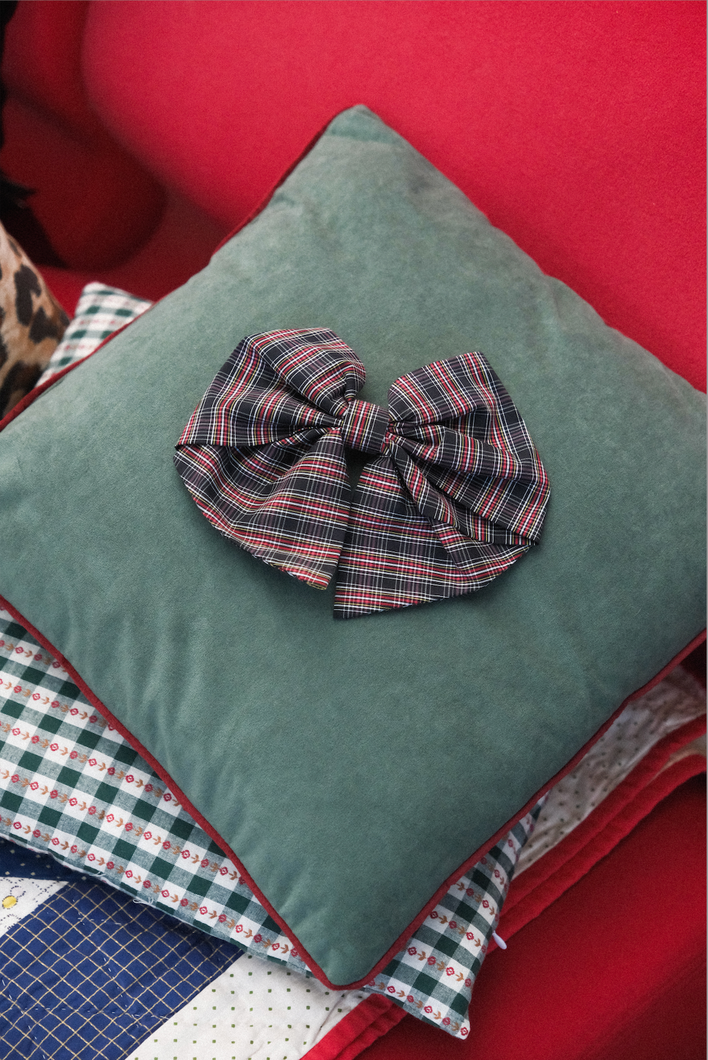 Barrette Noeud XXL Tartan noir