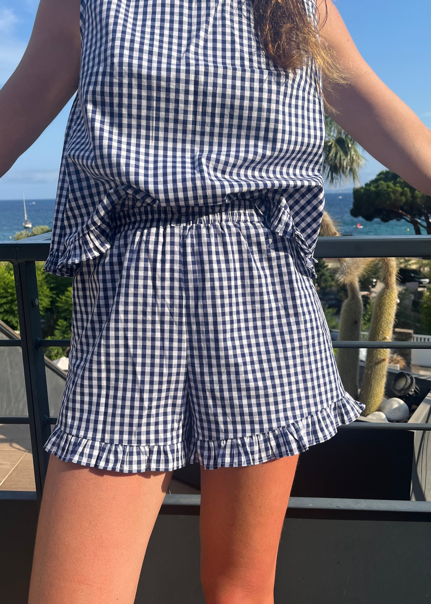 Short Vichy Navy