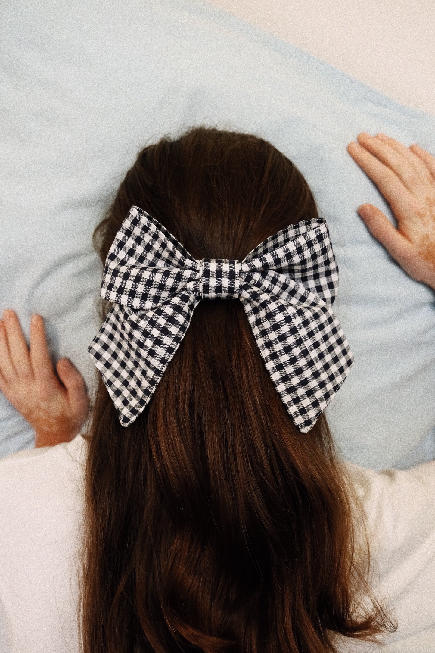 Barrette Noeud XXL Vichy navy