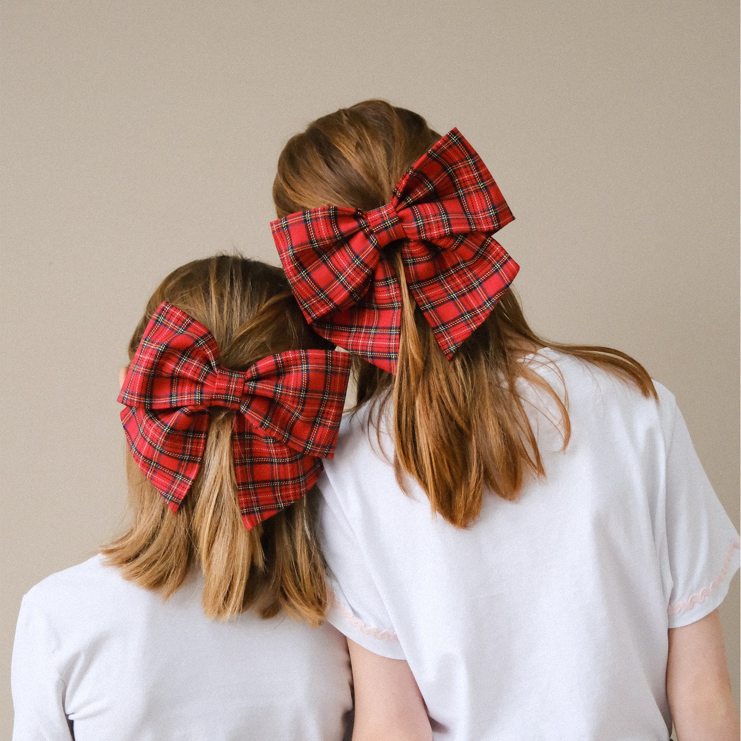 Barrette Noeud XXL Tartan rouge