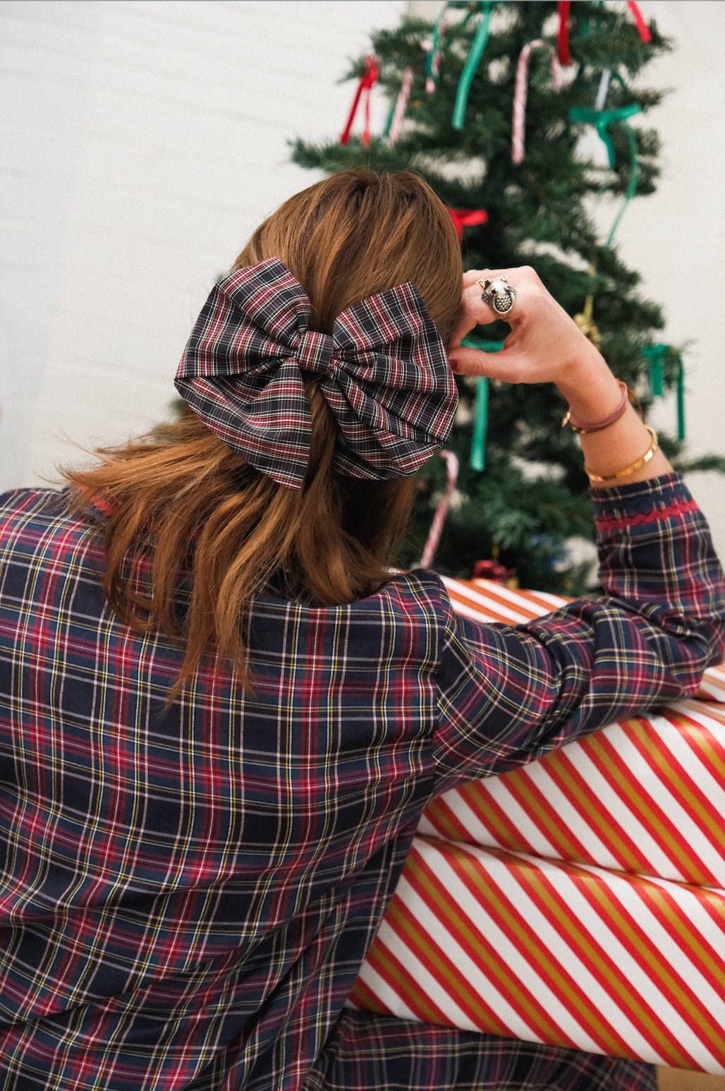 Barrette Noeud XXL Tartan noir