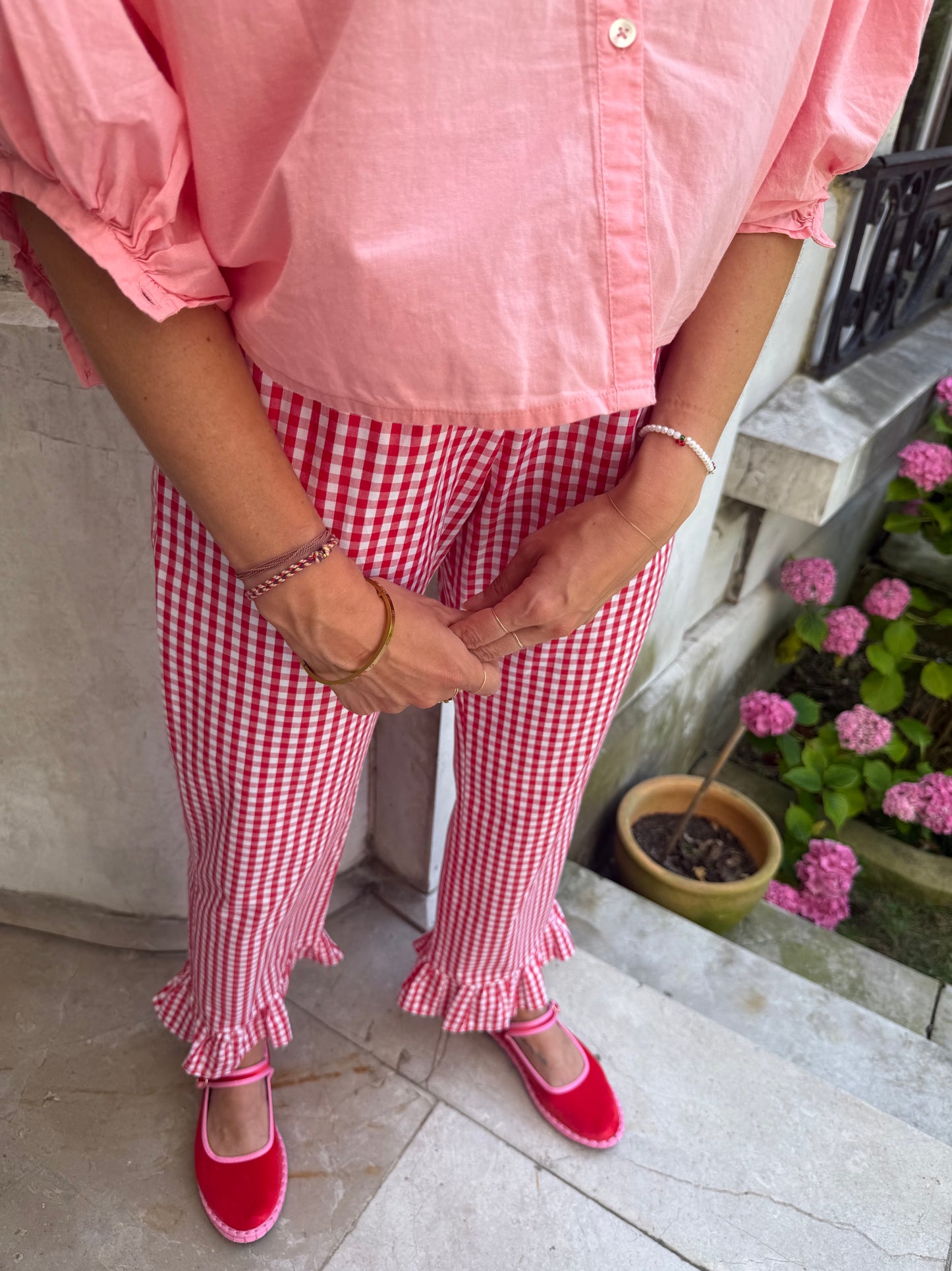 Pantalon Vichy Chéri rouge