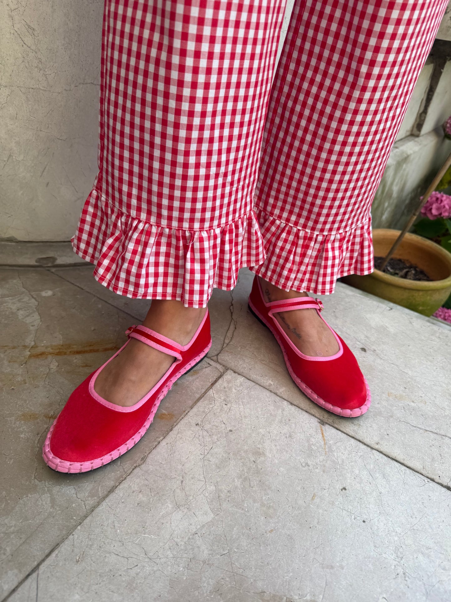 Pantalon Vichy Chéri rouge