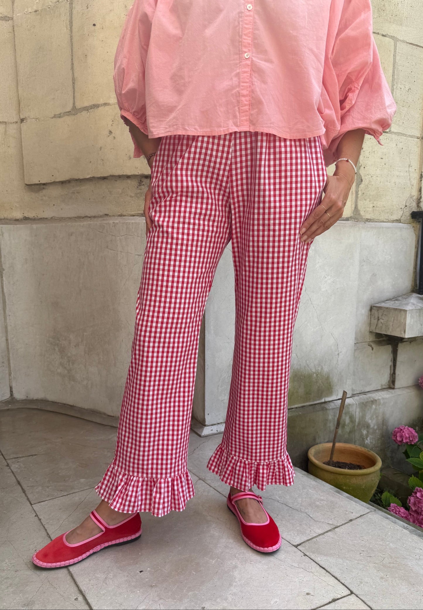 Pantalon Vichy Chéri rouge