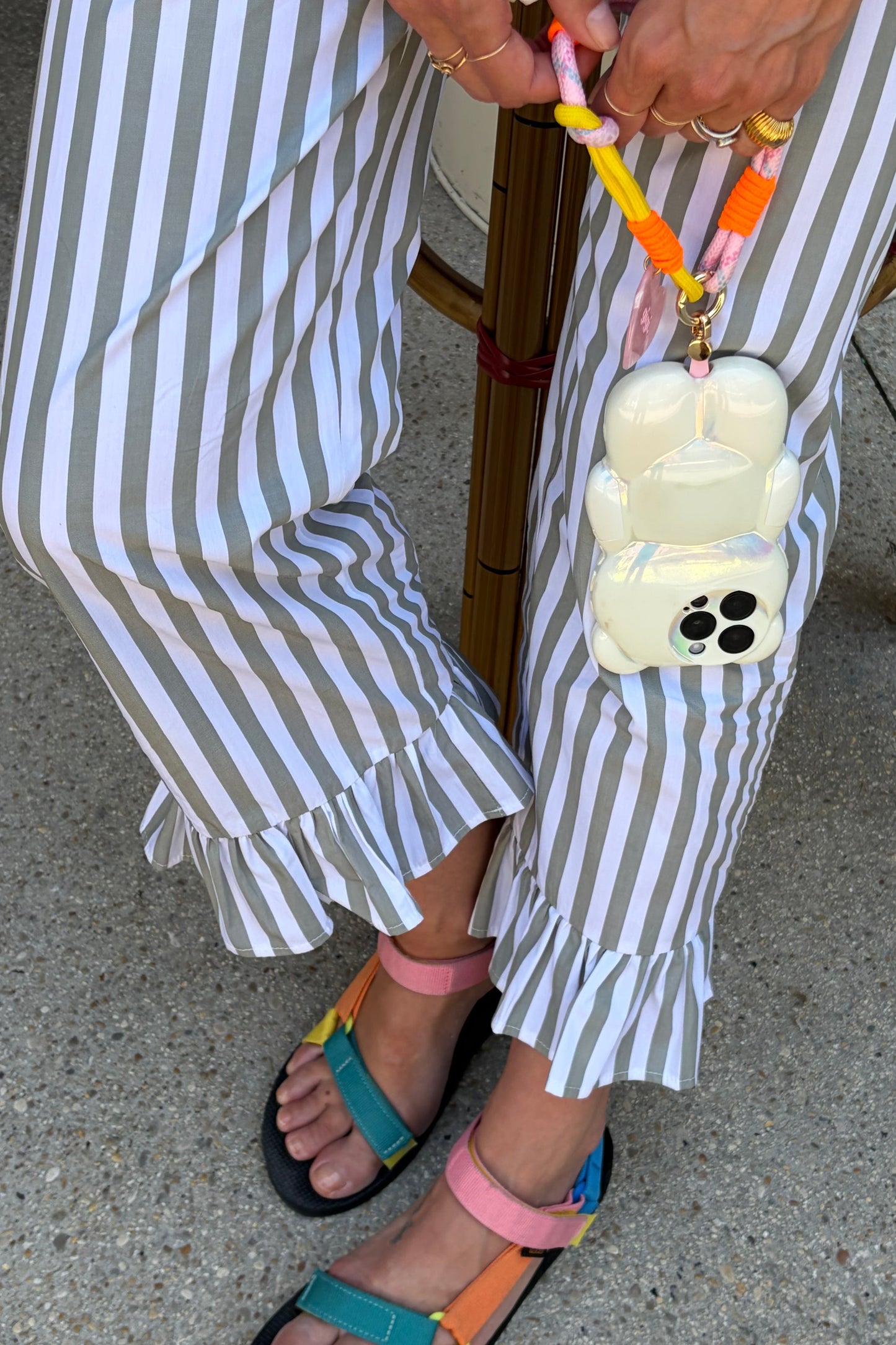 Pantalon Chéri rayure sauge