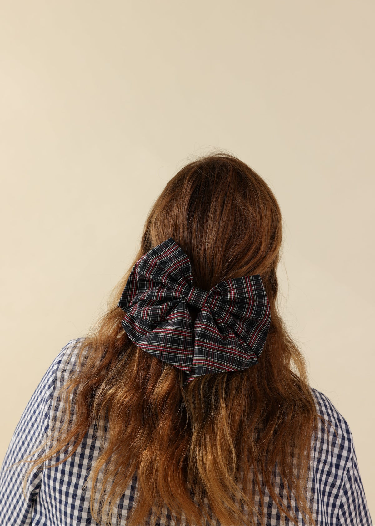 Barrette Noeud XXL Tartan noir