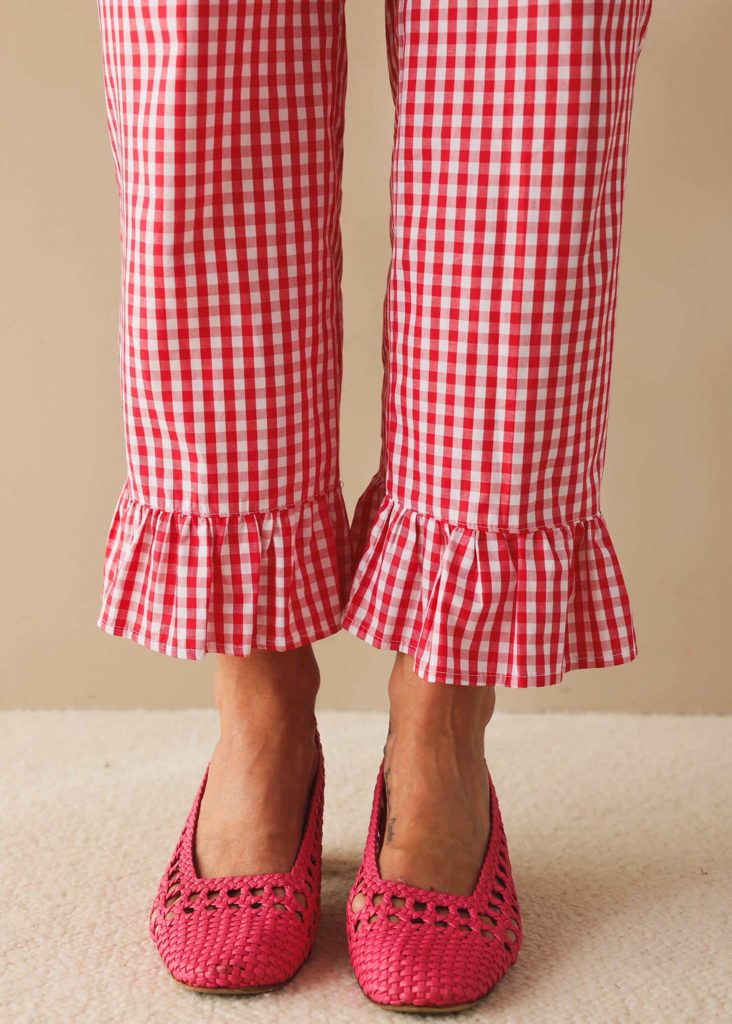 Pantalon Vichy Chéri rouge