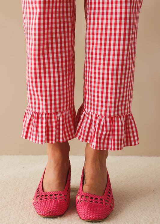 Pantalon Vichy Chéri rouge