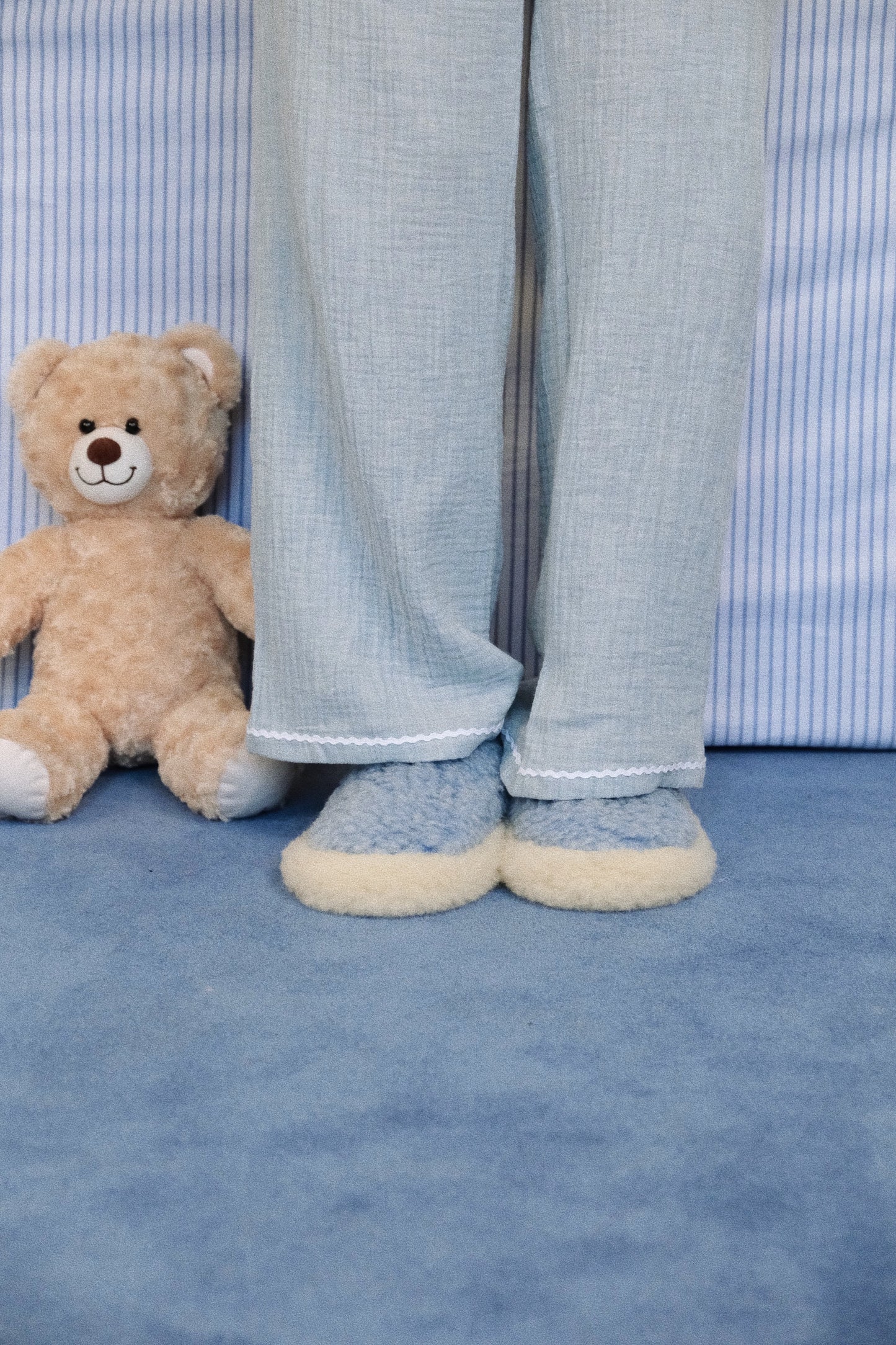 Pantoufles Fluffy bleu