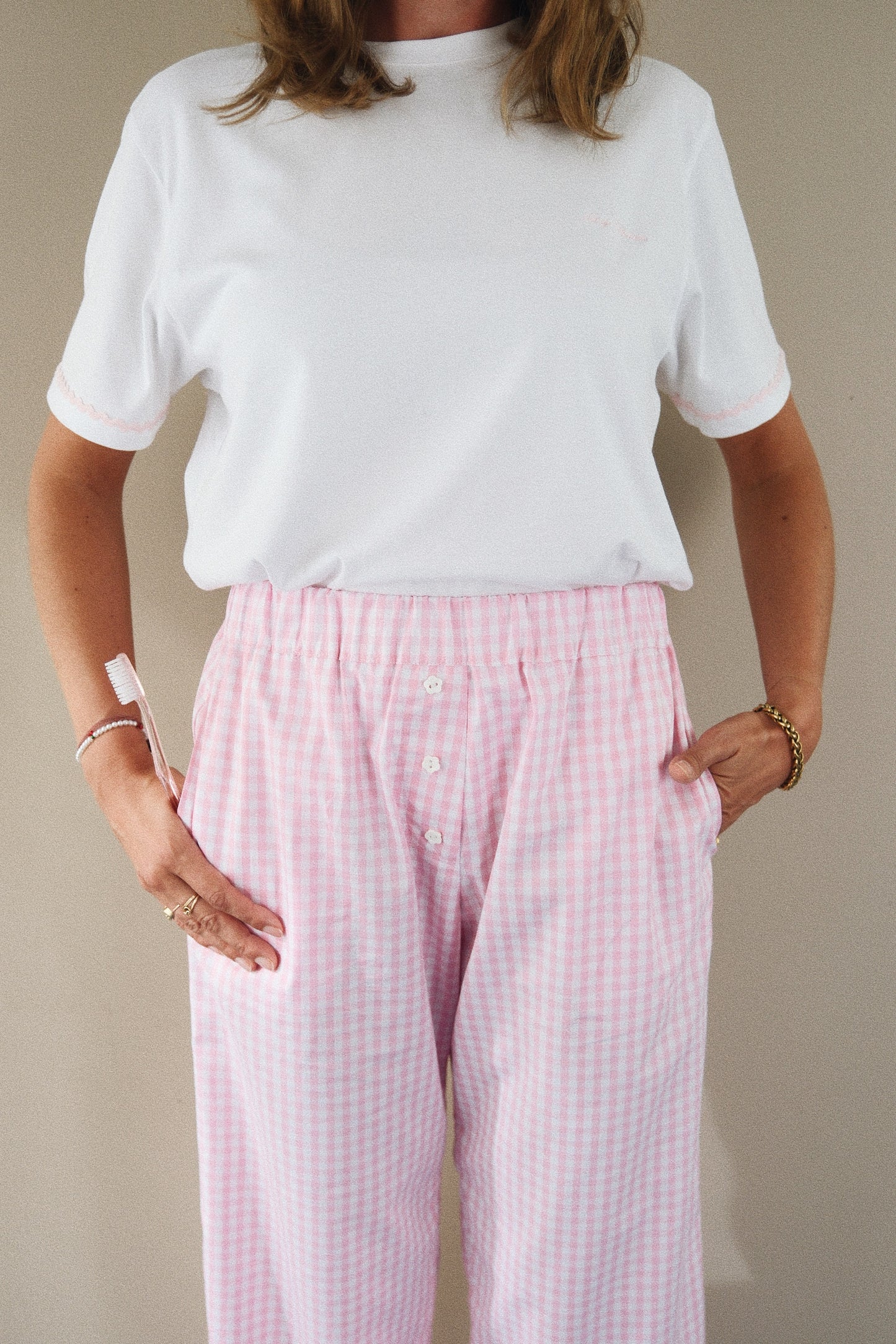 Pantalon Dolly vichy rose